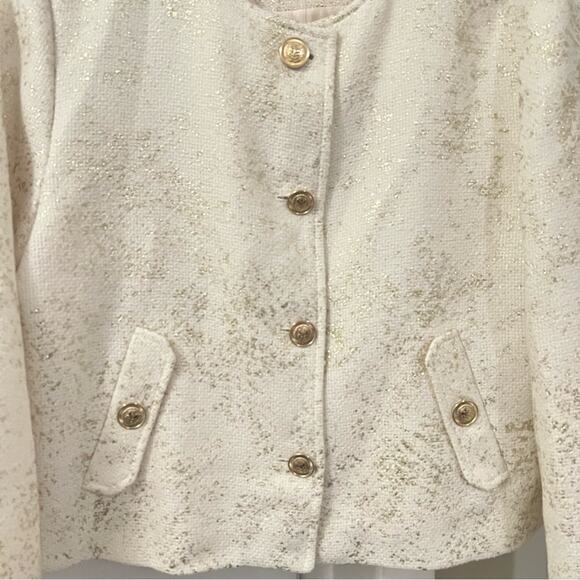 ZARA CROPPED FOIL GOLDEN BLAZER Size Extra Large XL - Picture 10 of 11